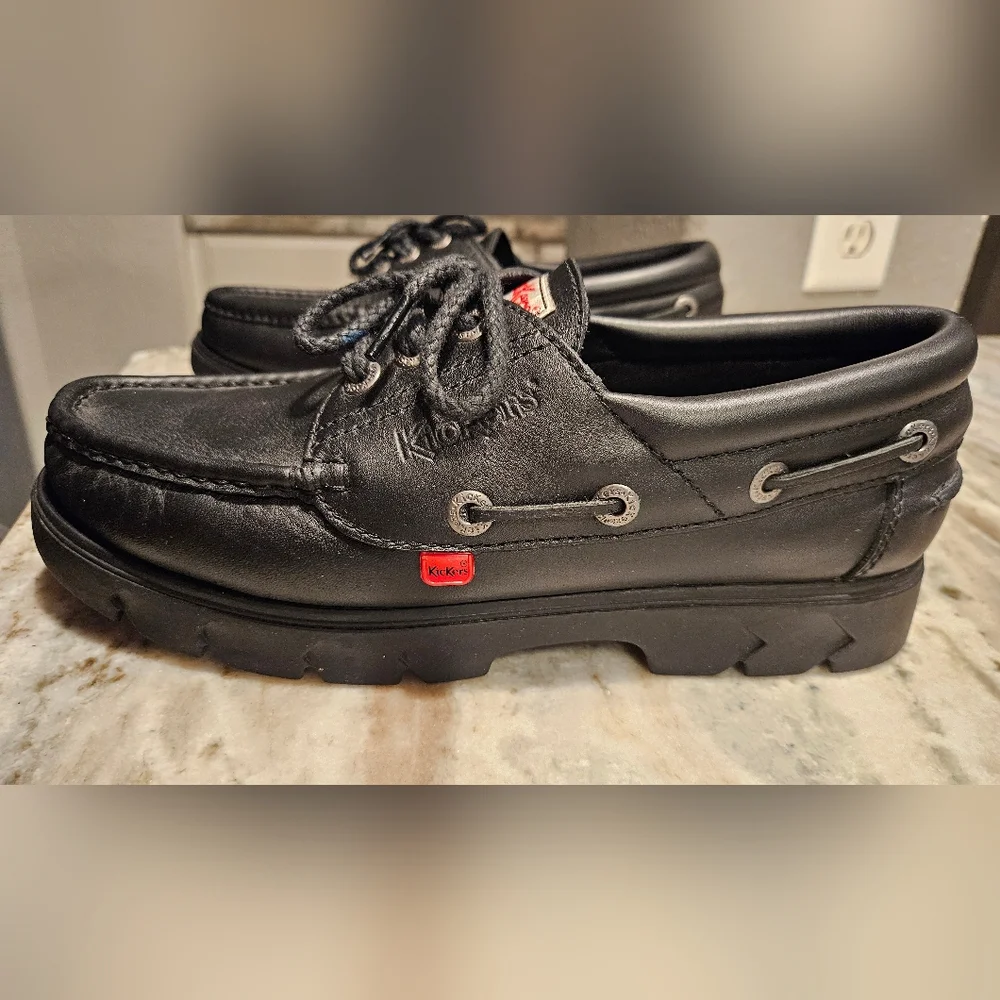 Kickers Black Smooth Leather Mens Shoes 45 EUR/11.5 US